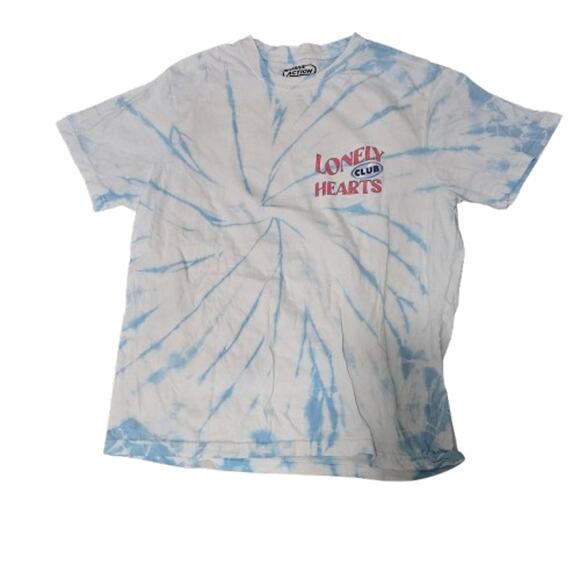 Lonely Hearts Club Tie-Dye T-Shirt Blue White Size M - Picture 1 of 4